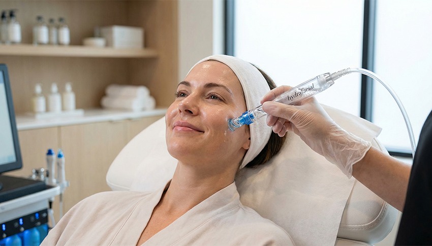 Hydrating serum applied during Hydra Facial at Anna Studio